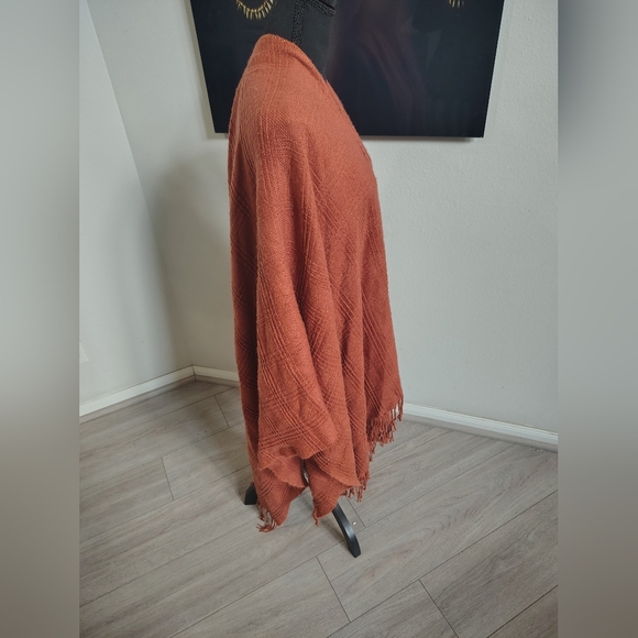 Rust Orange Shawl with Fringe - Picture 3 of 8